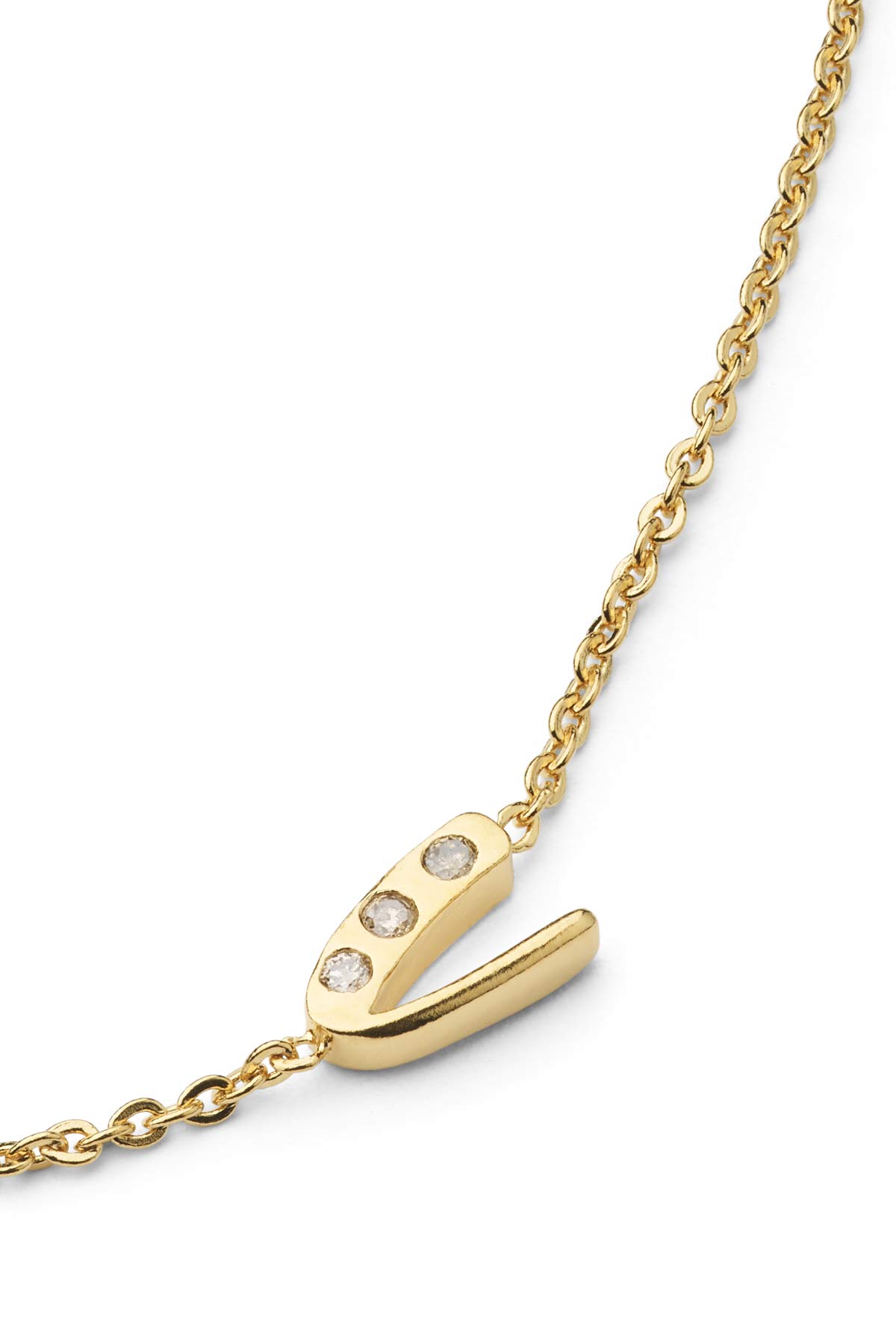 Diamond letter necklace - Rabens Momento I Gold w/ Champagne diamond