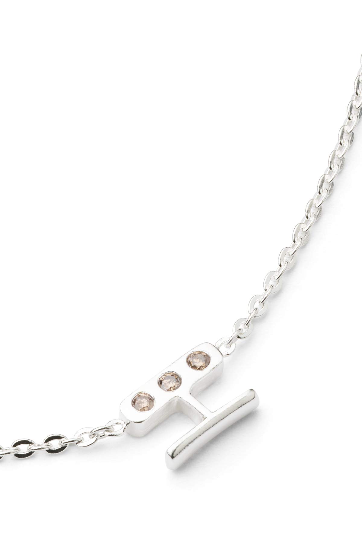 Diamond letter necklace - Rabens Momento I Silver w/ Champagne diamond