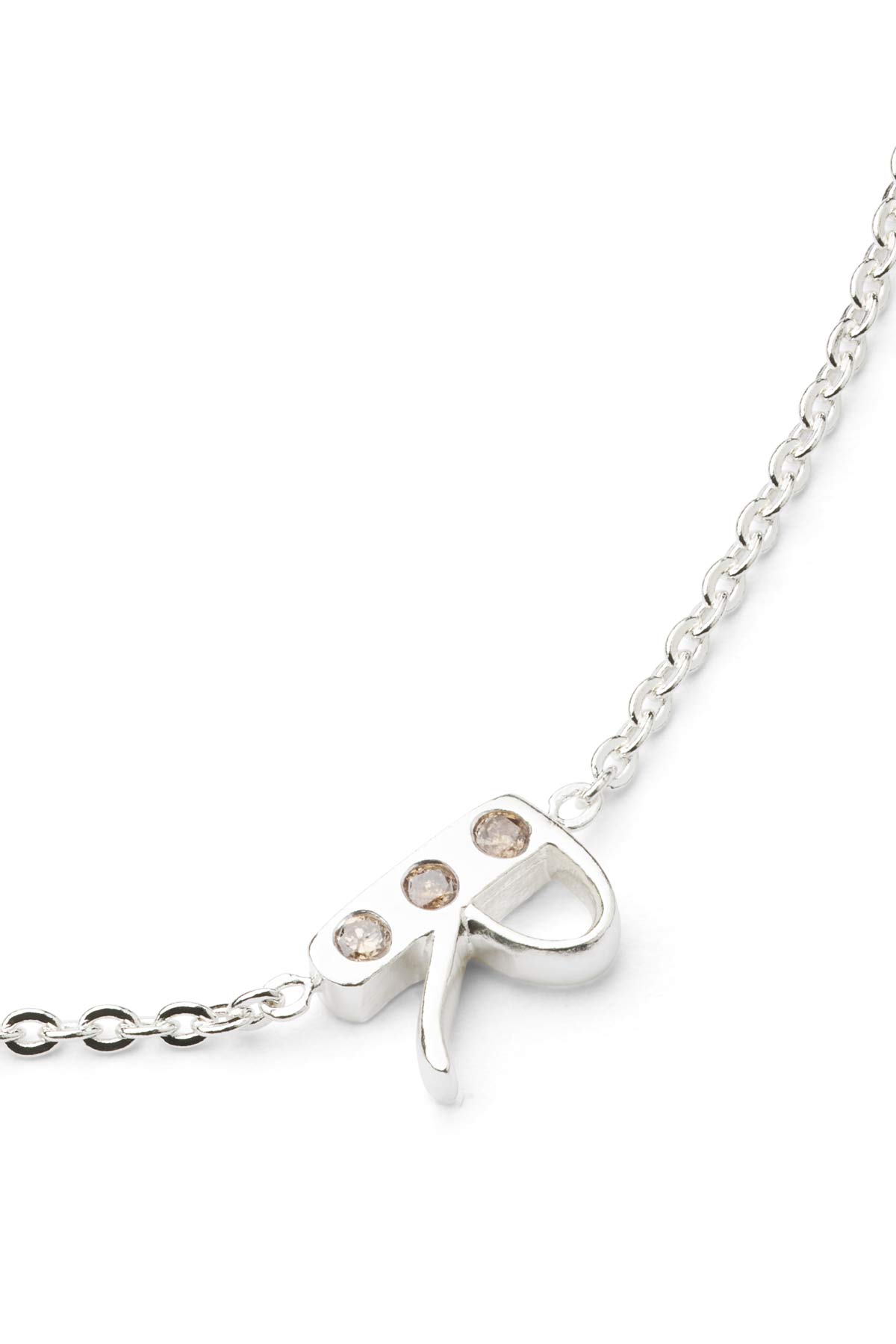 Diamond letter necklace - Rabens Momento I Silver w/ Champagne diamond