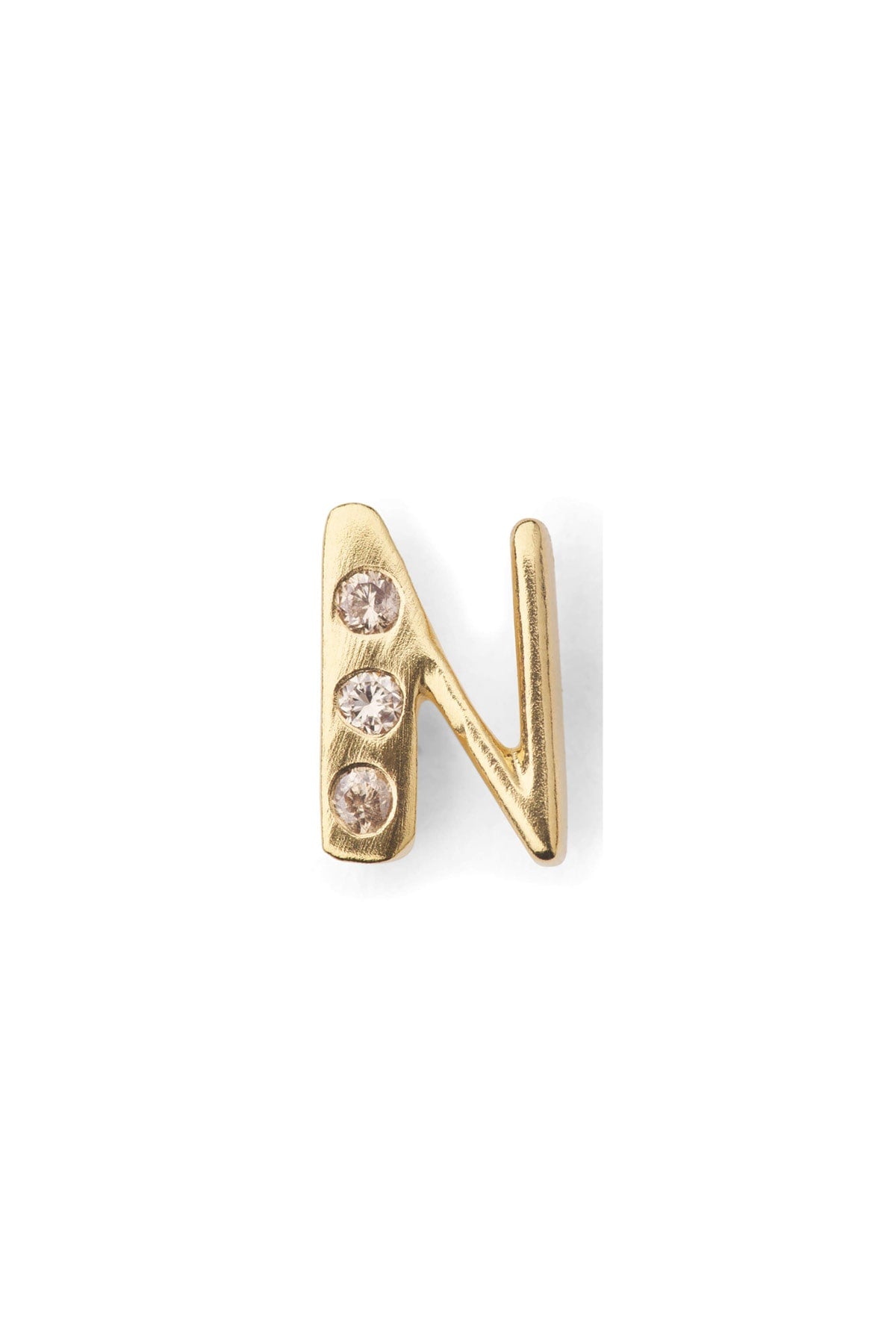Diamond letter ear stud - Rabens Momento I Gold w/ Champagne diamond