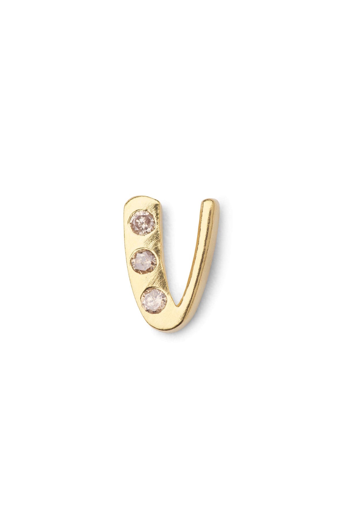 Diamond letter ear stud - Rabens Momento I Gold w/ Champagne diamond
