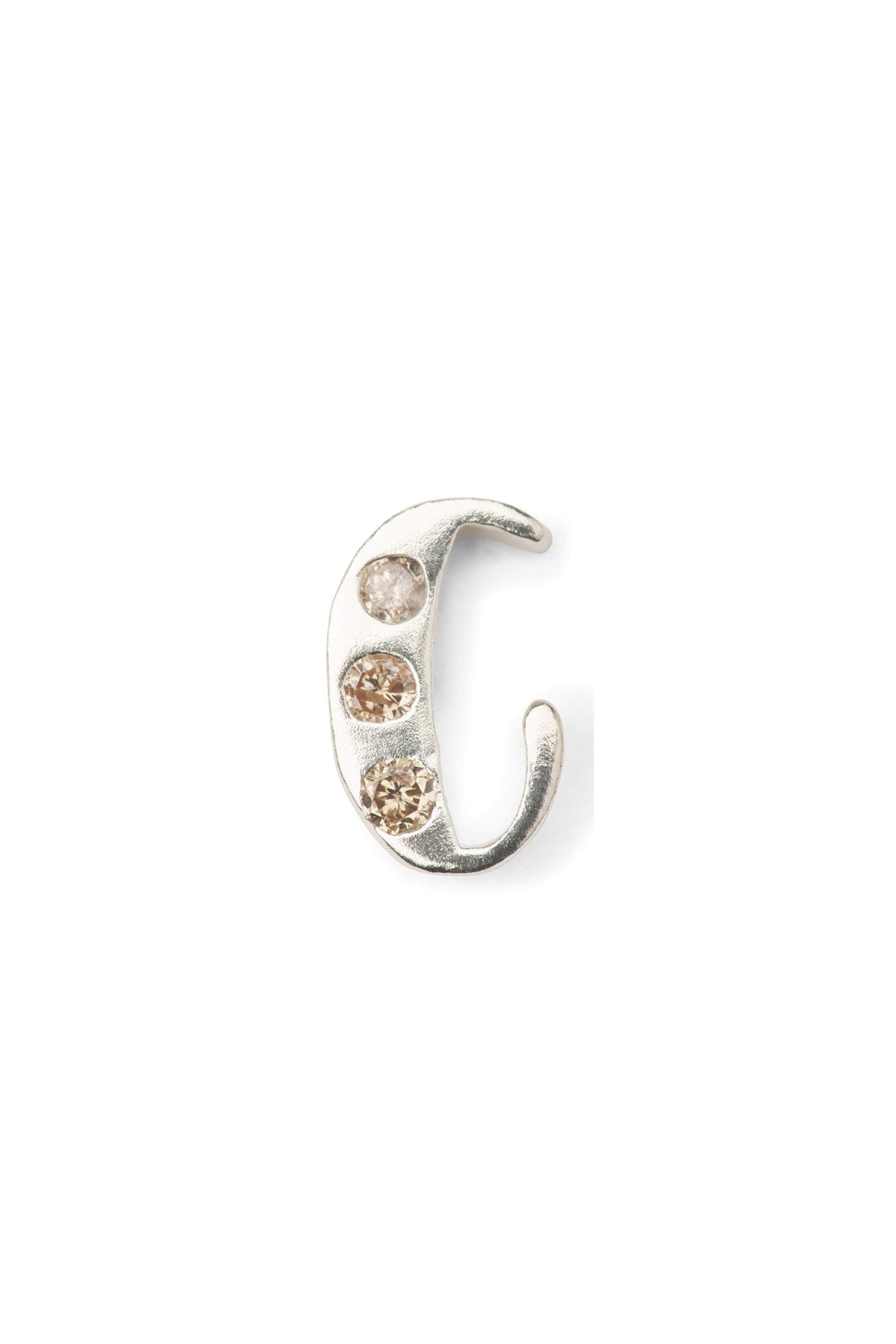 Diamond letter ear stud - Rabens Momento I Silver w/ Champagne diamond