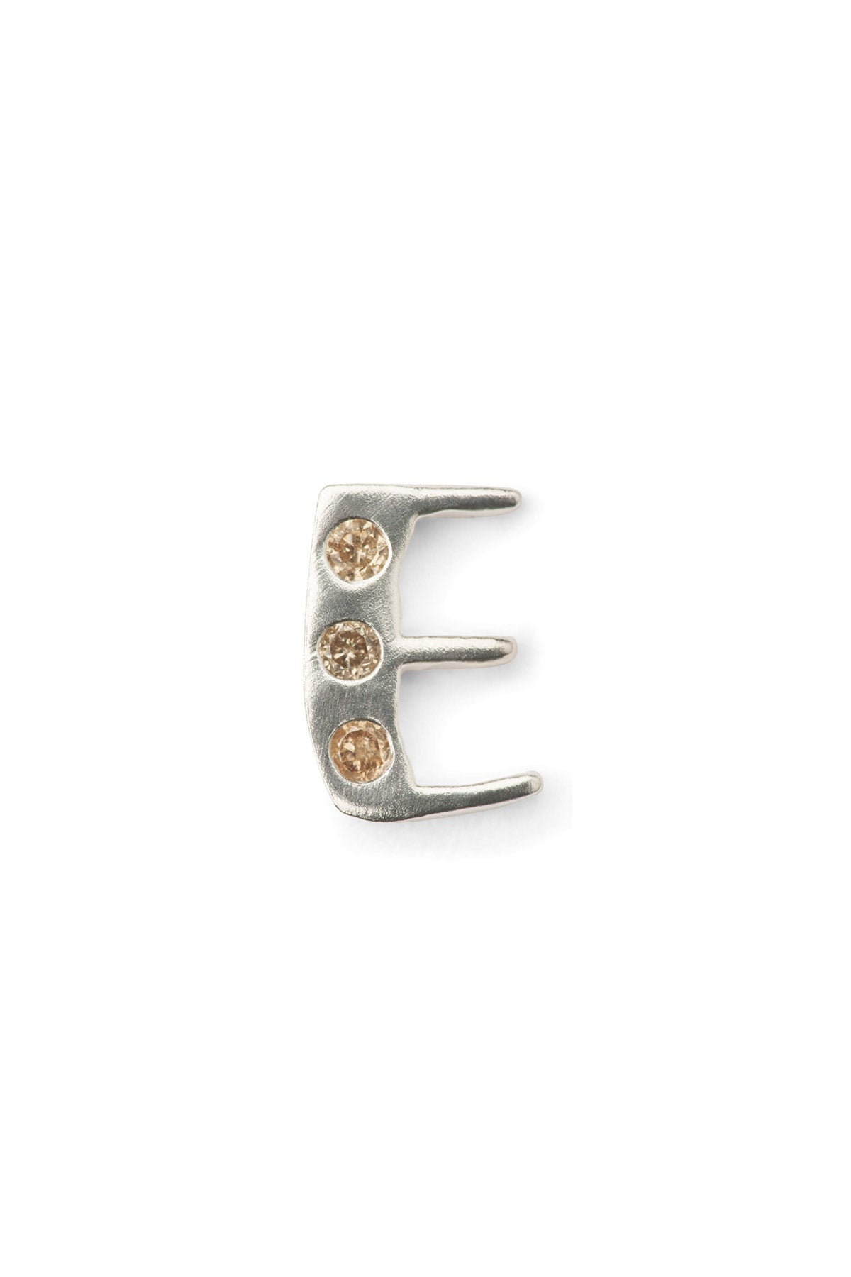 Diamond letter ear stud - Rabens Momento I Silver w/ Champagne diamond