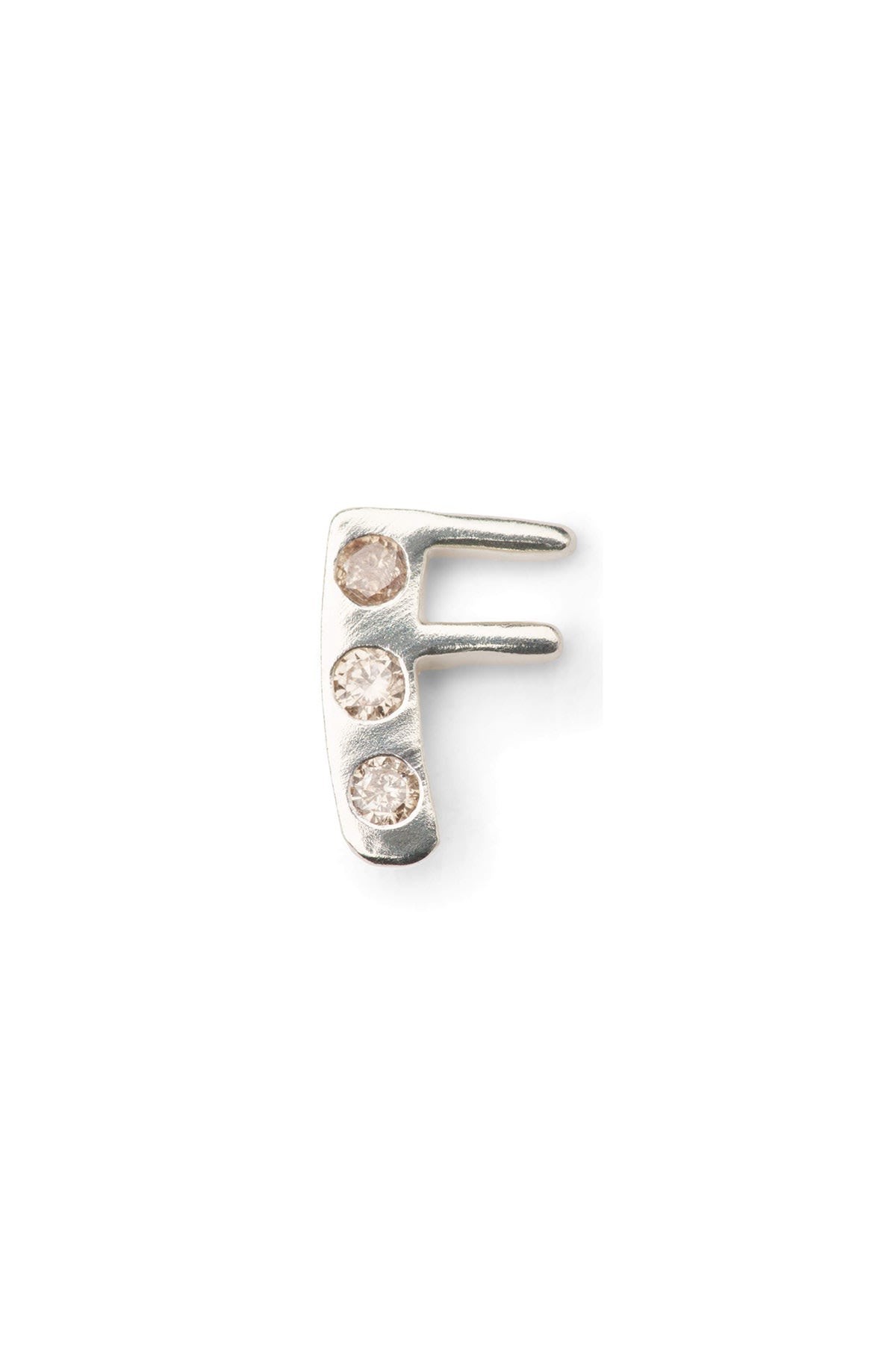Diamond letter ear stud - Rabens Momento I Silver w/ Champagne diamond
