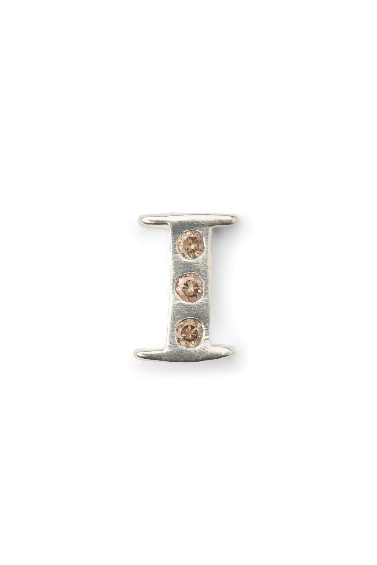 Diamond letter ear stud - Rabens Momento I Silver w/ Champagne diamond