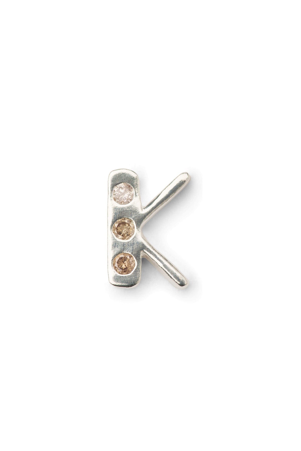 Diamond letter ear stud - Rabens Momento I Silver w/ Champagne diamond