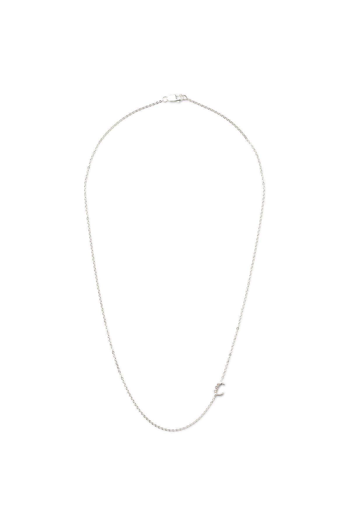 Diamond letter necklace - Rabens Momento I Silver w/ Champagne diamond