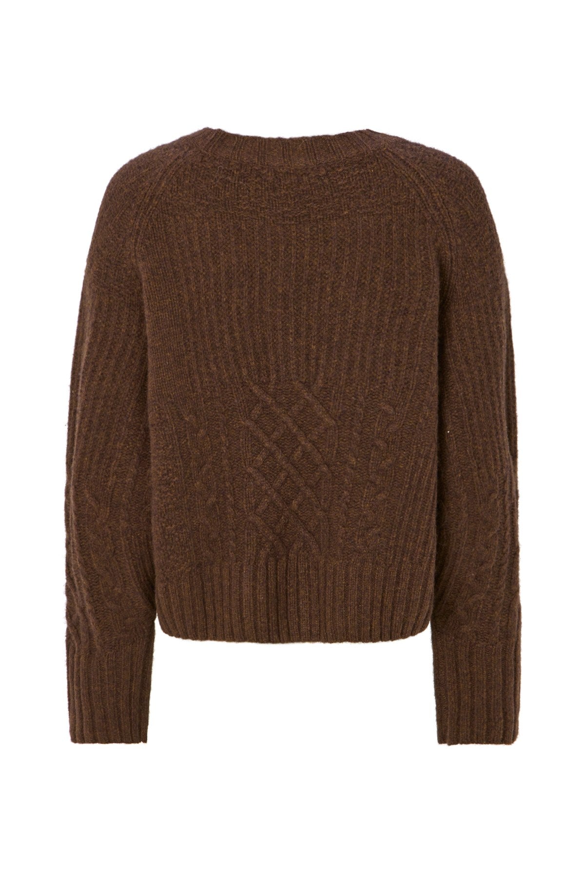Baze - Patchwork knit cropped sweater I Brown
