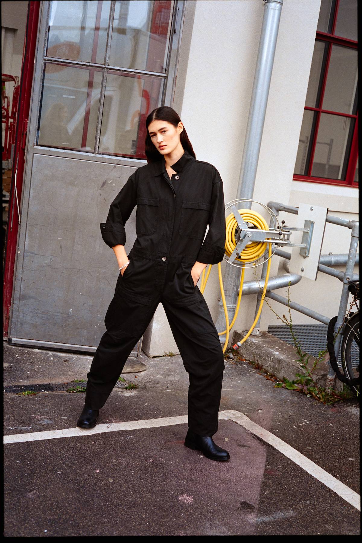 Jozette - Canvas light jumpsuit I Faded black