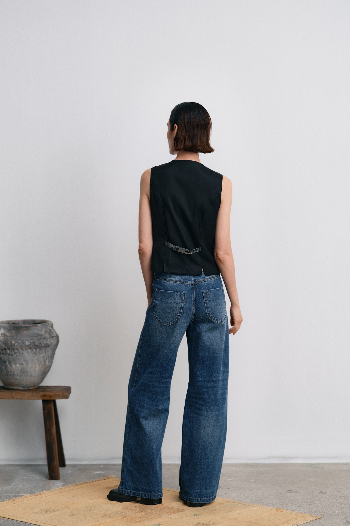 Dalia - Denim retro fit pants I Dark indigo
