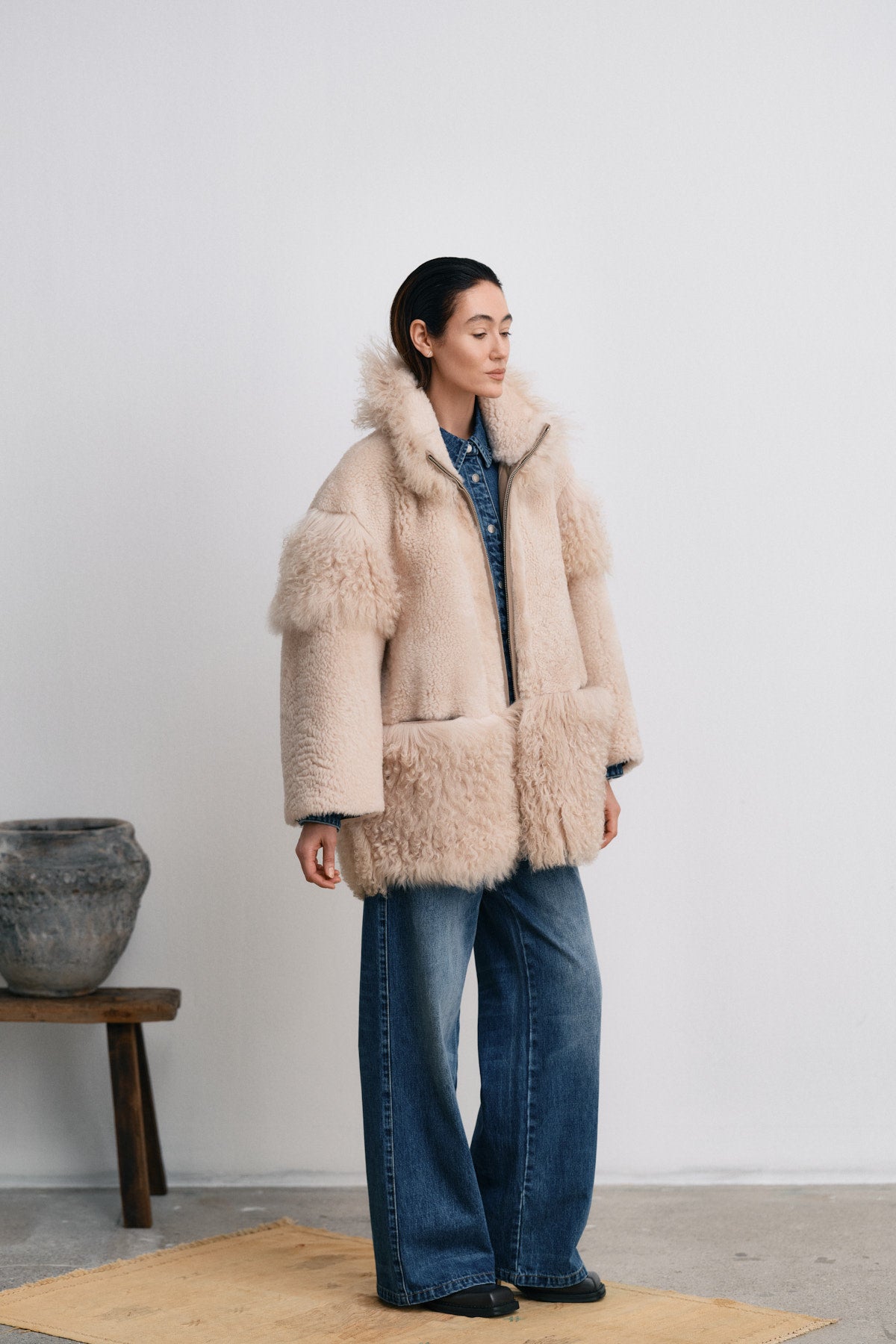 Stacia - Duo shearling jacket I Chalk
