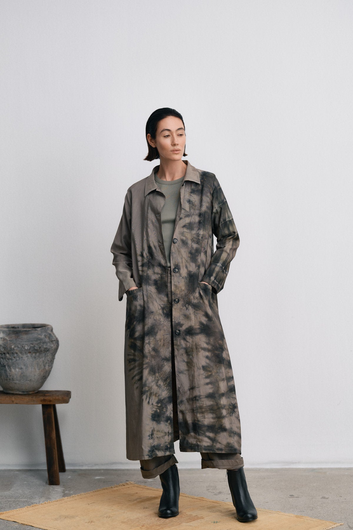 Celine - Lava long coat I Grey green combo