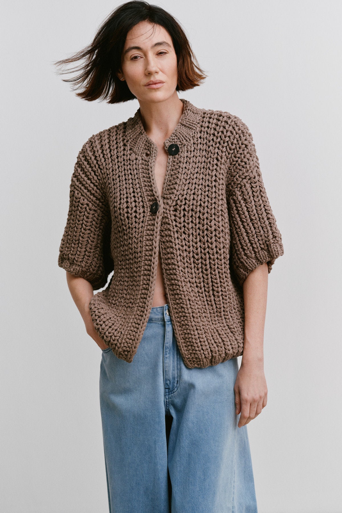 Alice - Rope knit cardigan I Walnut
