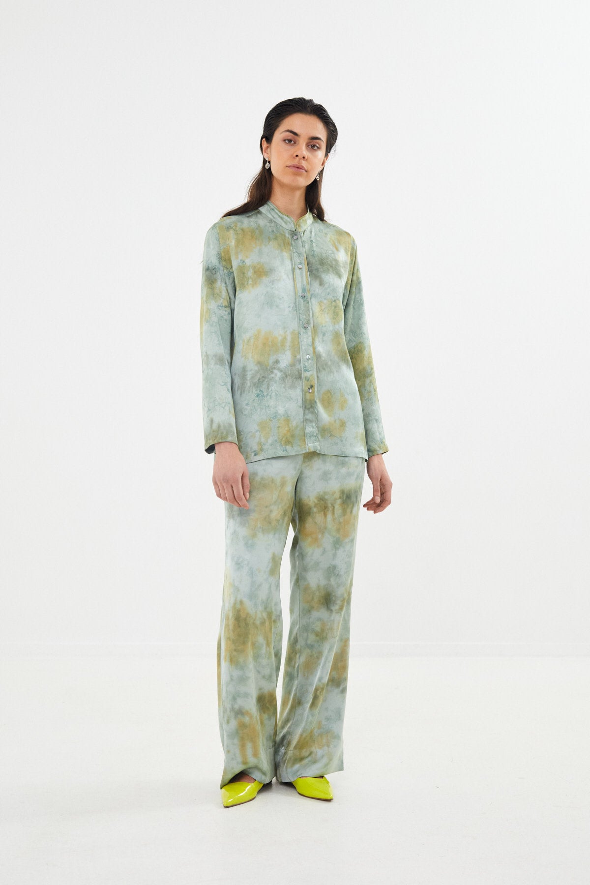 Alisa - Mixture wide leg pants I Asphalt combo
