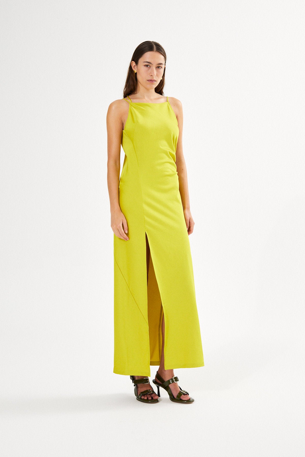 Pandora - Techno drape fitted dress I Oyster