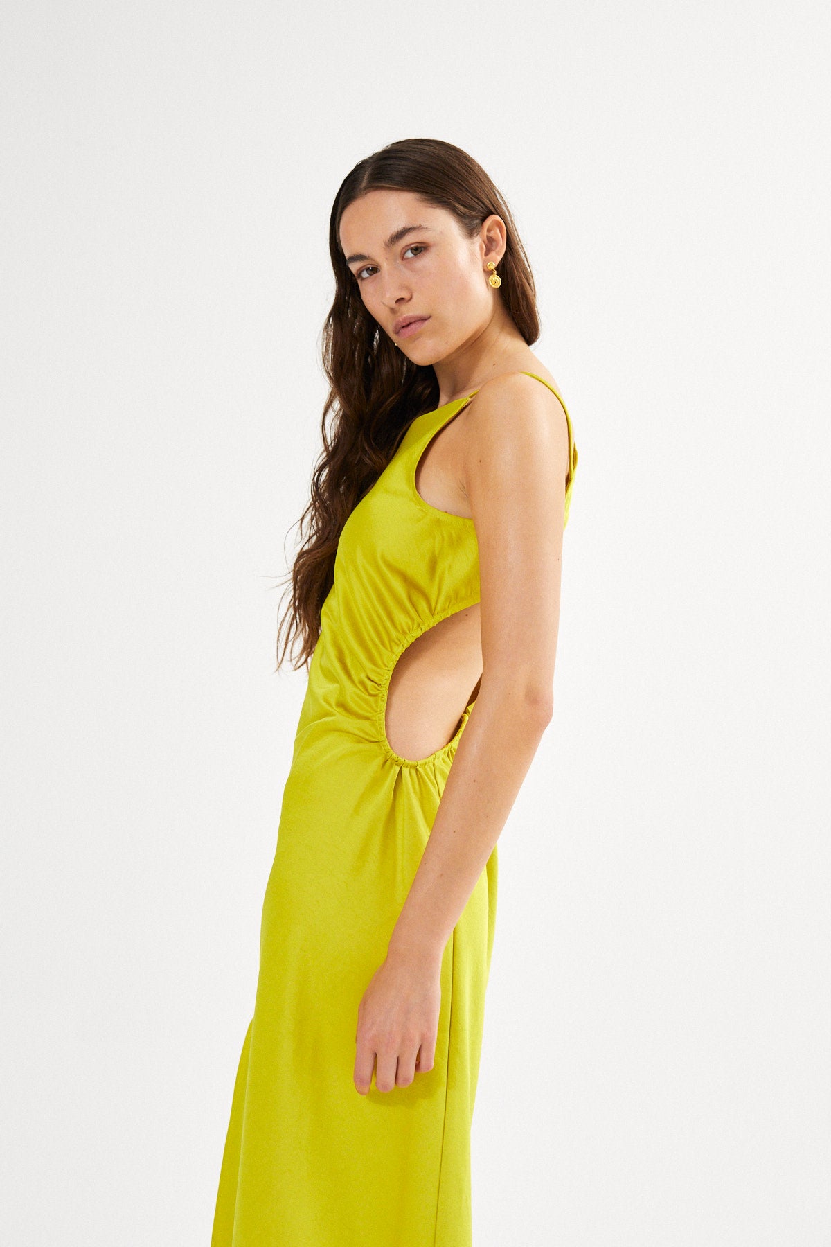 Pandora - Techno drape fitted dress I Oyster