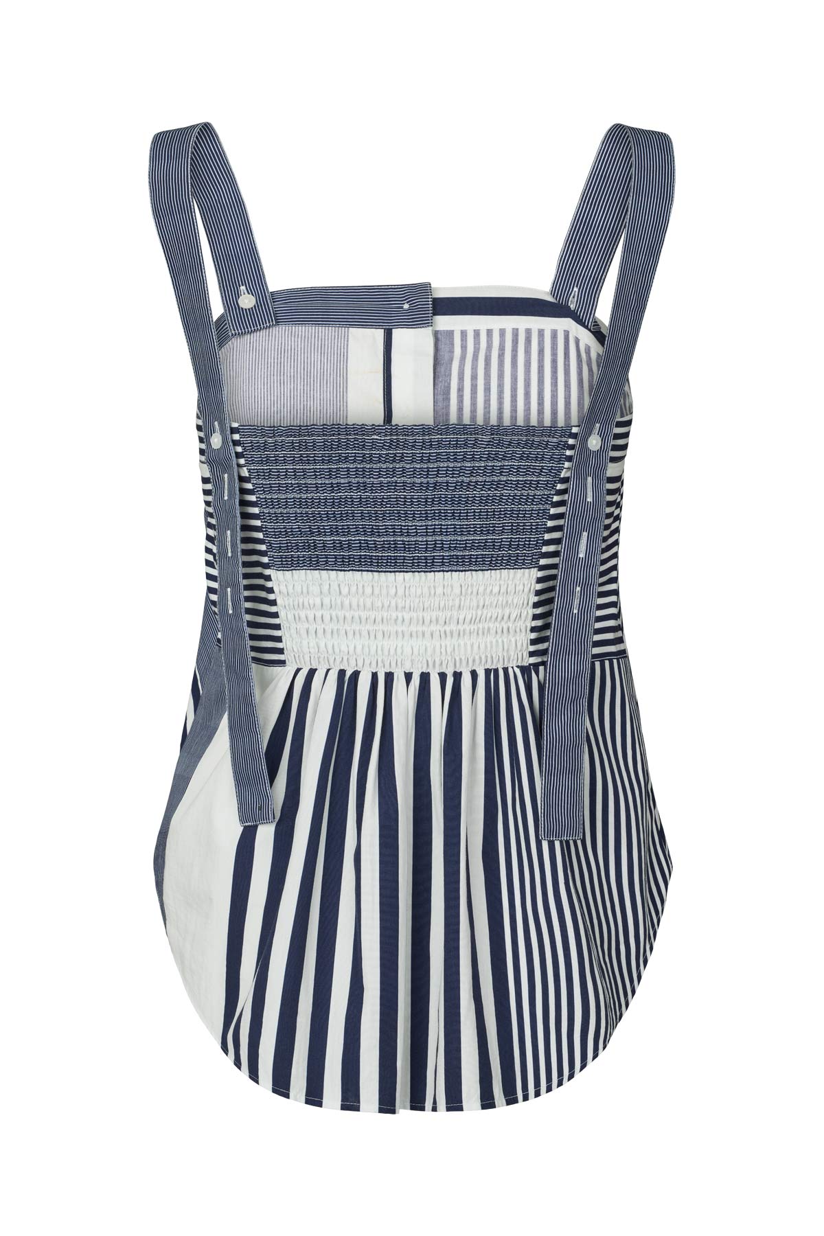 Bibs - Medley stripe tie front top I Navy stripe