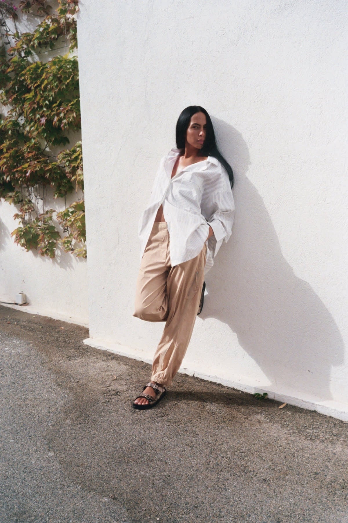 Bobbie - Medley stripe oversized shirt I Dirty chalk stripe