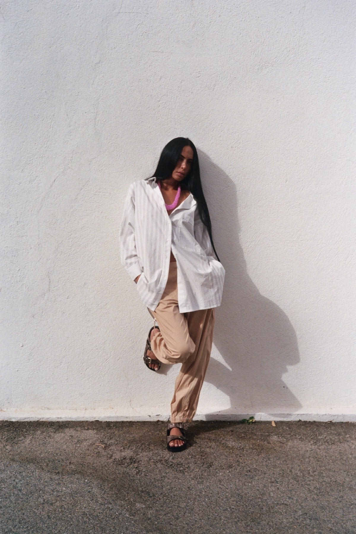 Bobbie - Medley stripe oversized shirt I Dirty chalk stripe