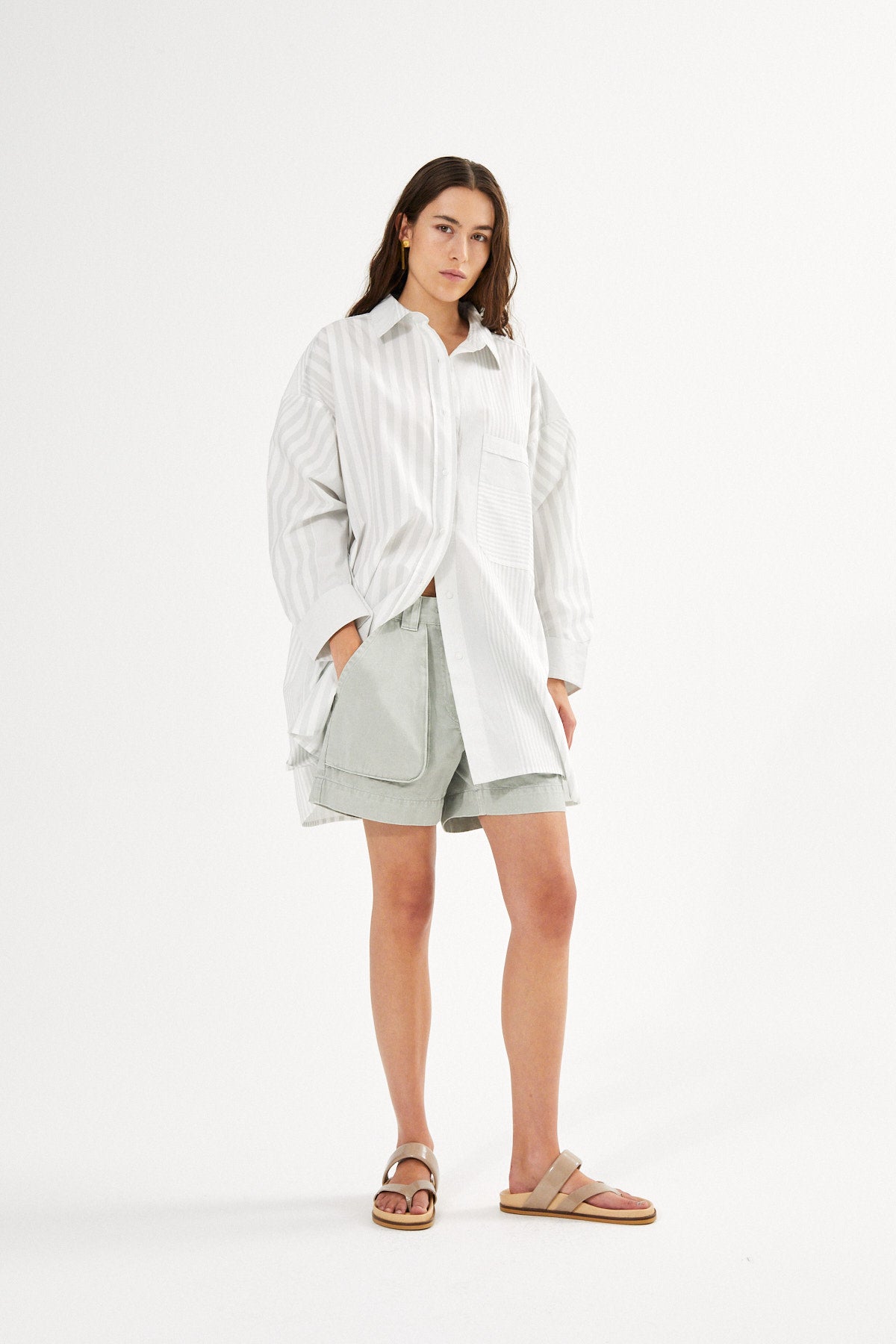 Bobbie - Medley stripe oversized shirt I Dirty chalk stripe