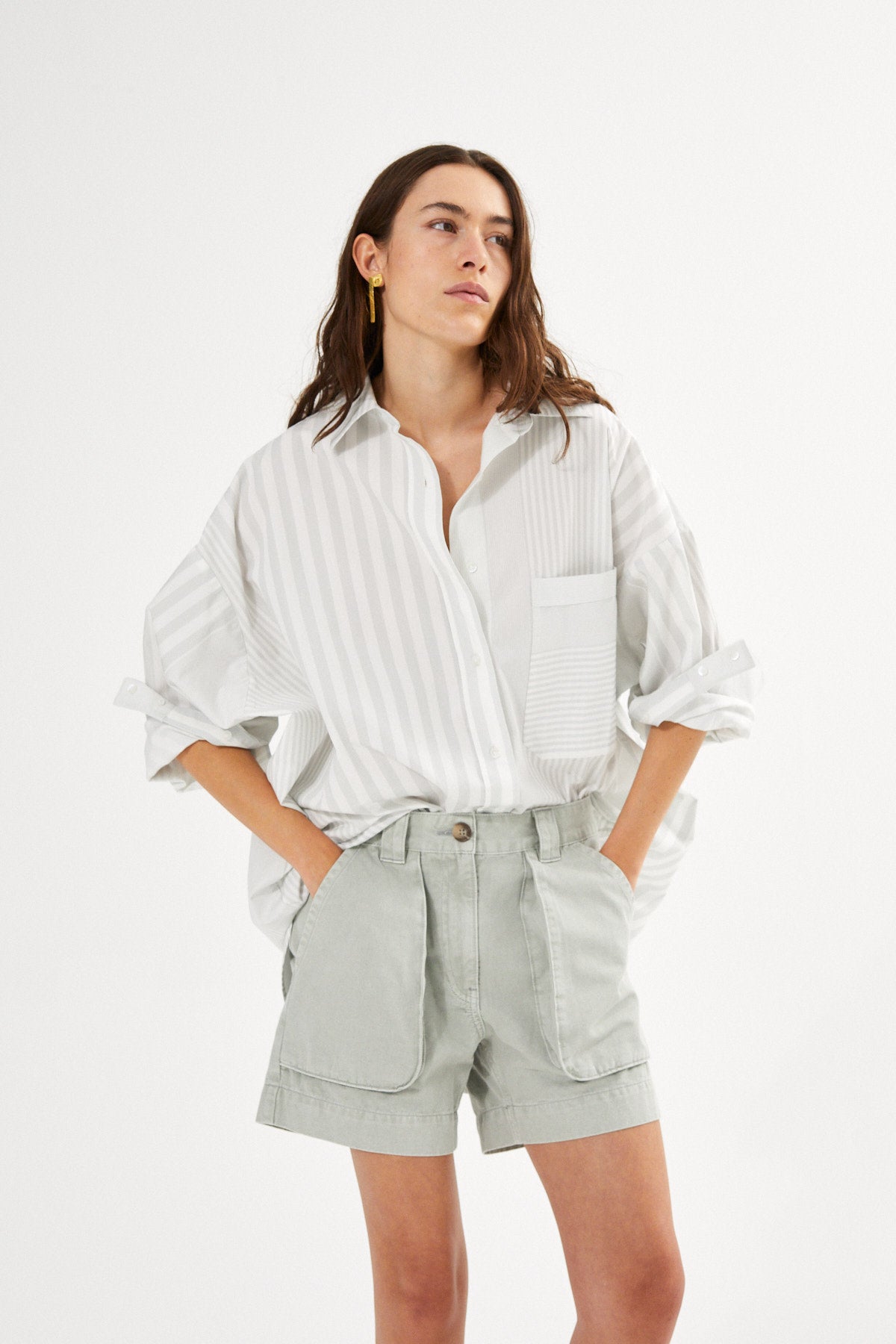 Bobbie - Medley stripe oversized shirt I Navy stripe