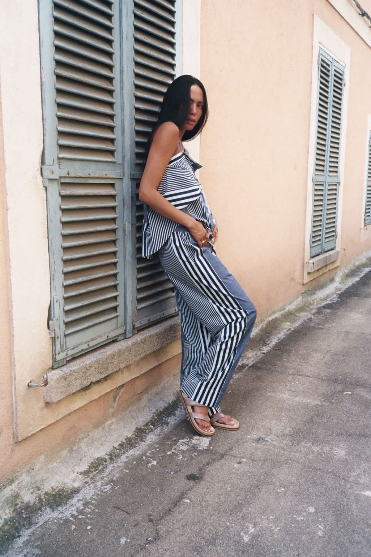 Blue - Medley stripe pants I Navy stripe
