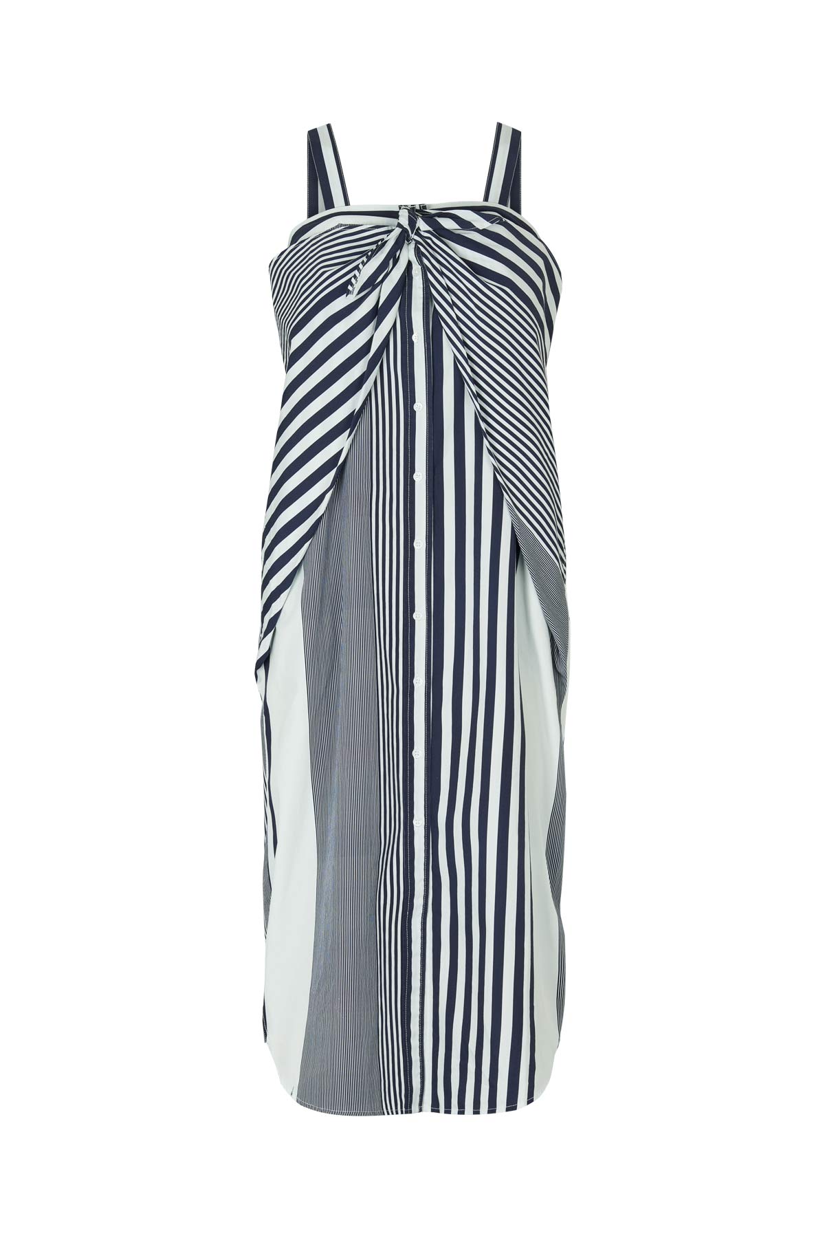 Bondie - Medley stripe tie front dress I Navy stripe