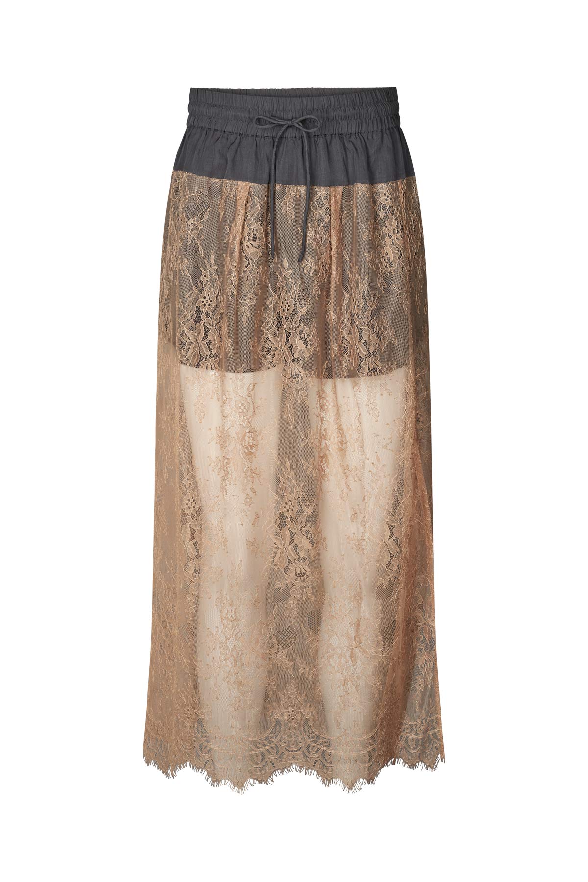 Blessing - Sheer lace skirt I Dark shadow combo