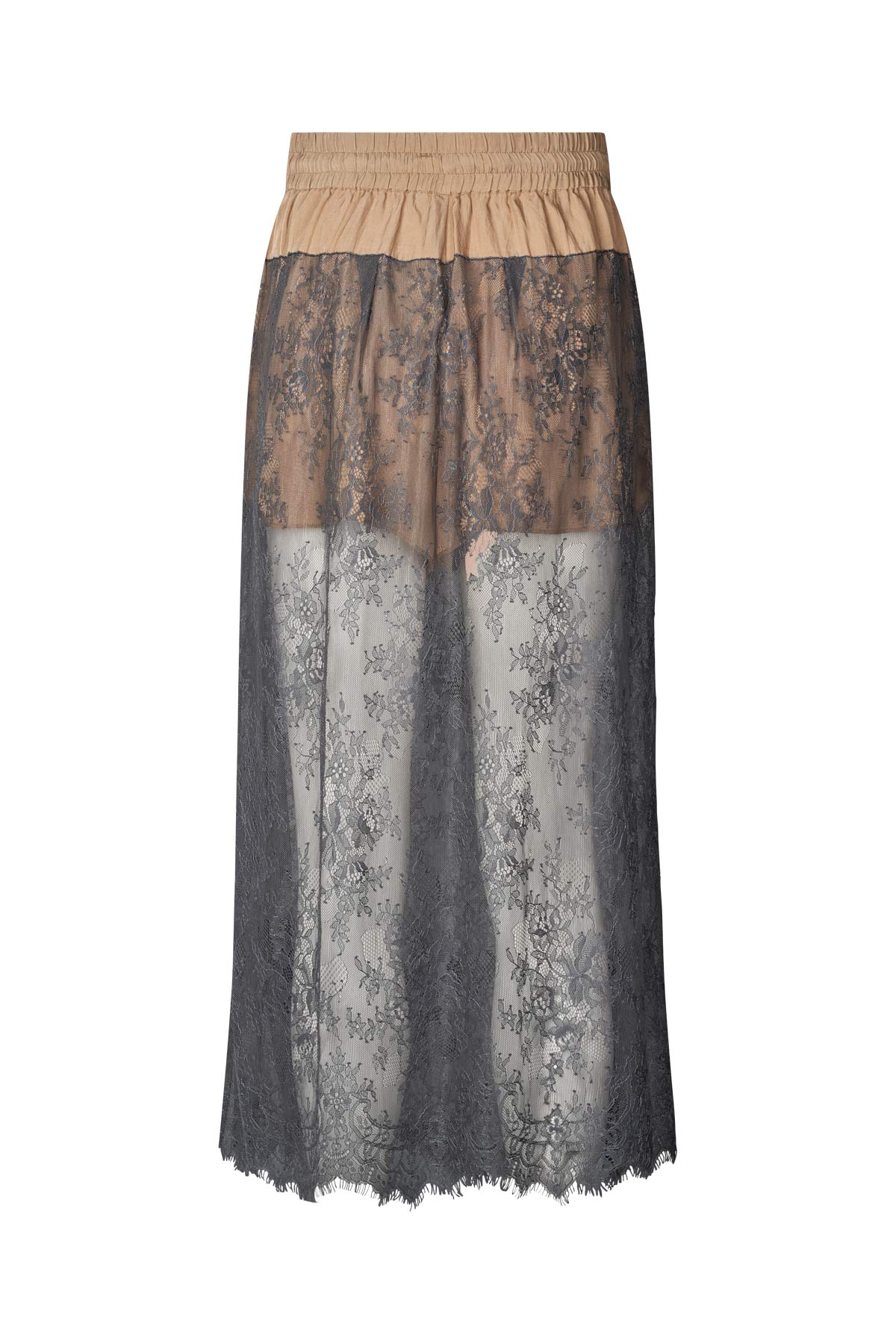 Blessing - Sheer lace skirt I Tobacco combo