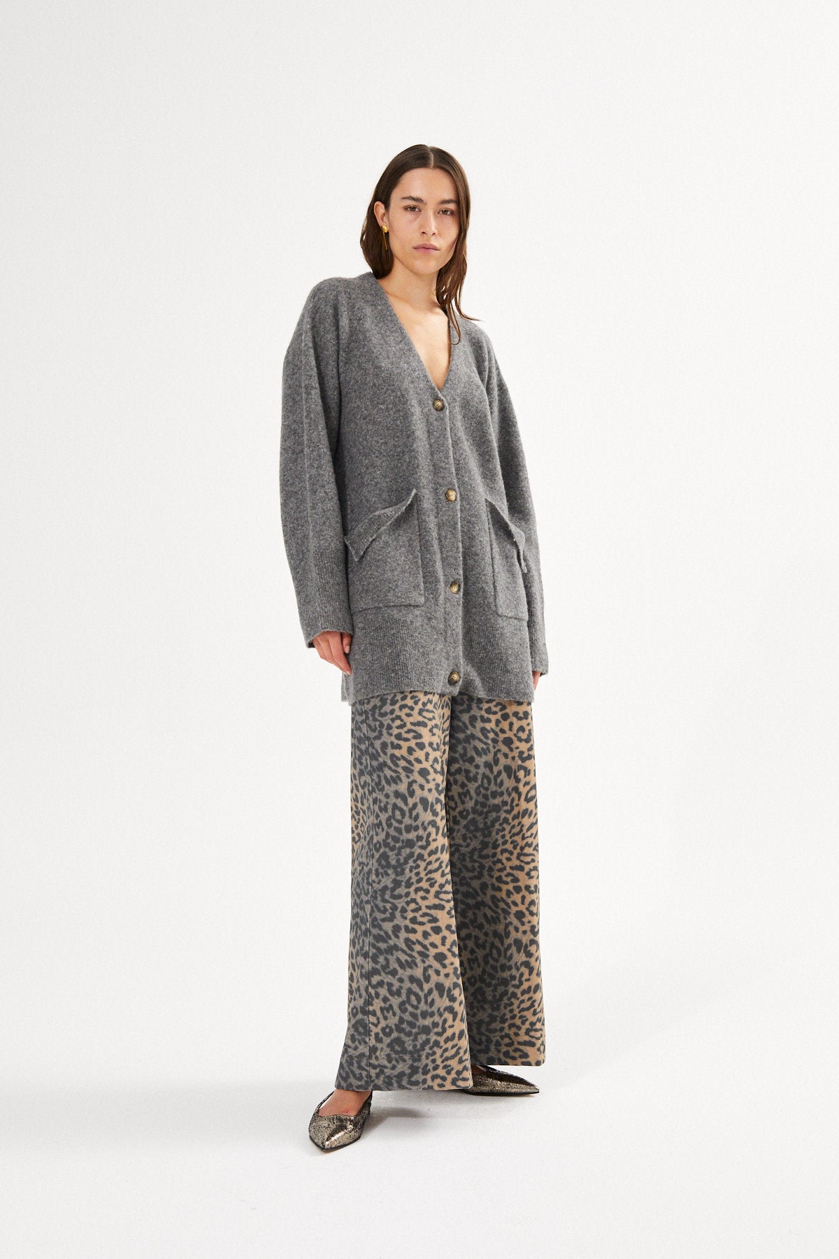 Celie - Soft knit cardigan I Grey melange