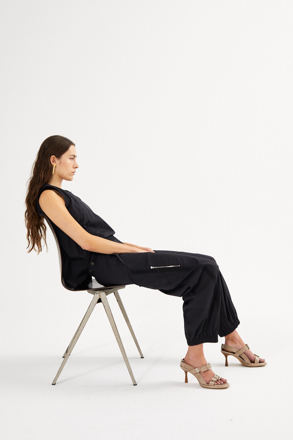 Aio - Papery gathered top I Black