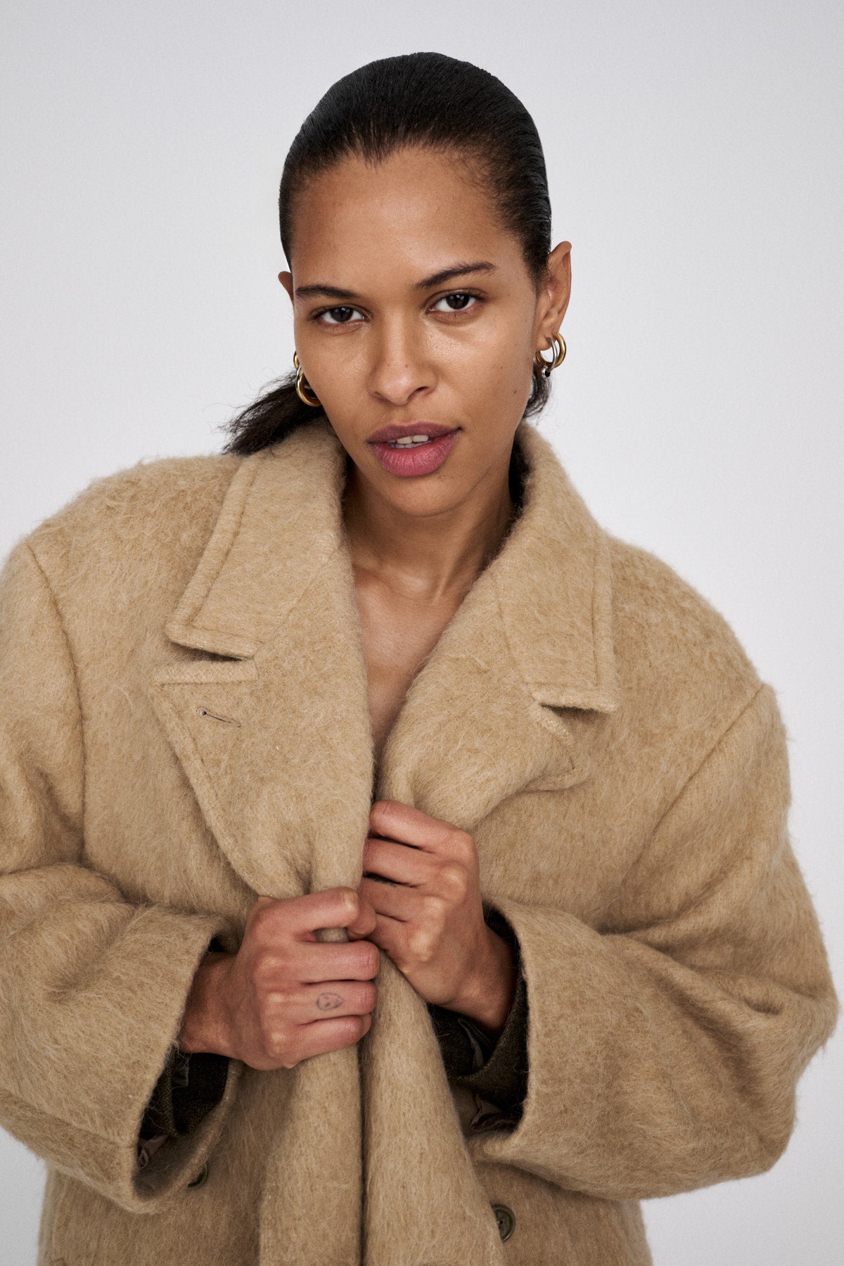 Leanna - Fuzzy oversized coat I Oatmeal