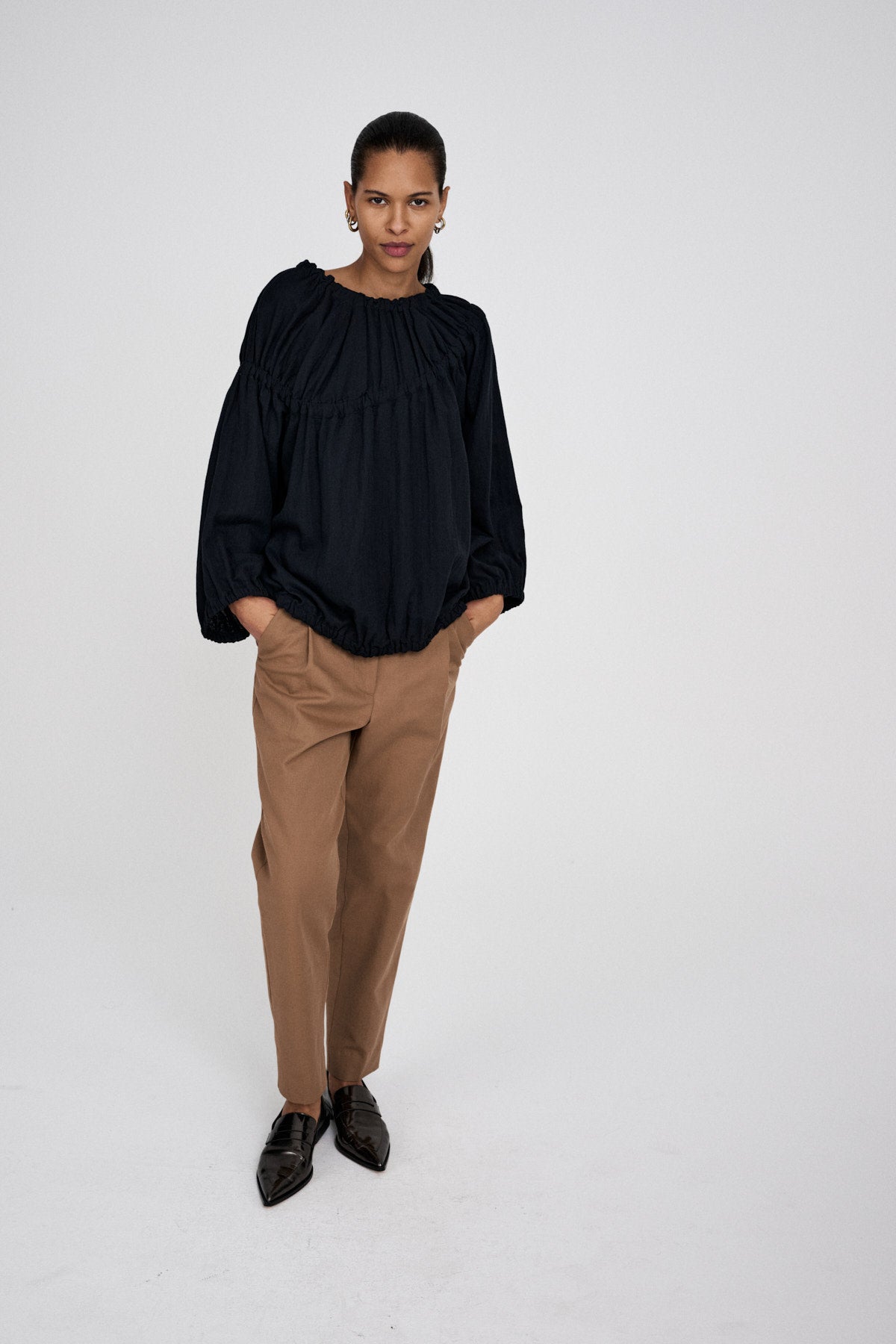 Lotte - Cotton dbl elasticated top I Grey mist