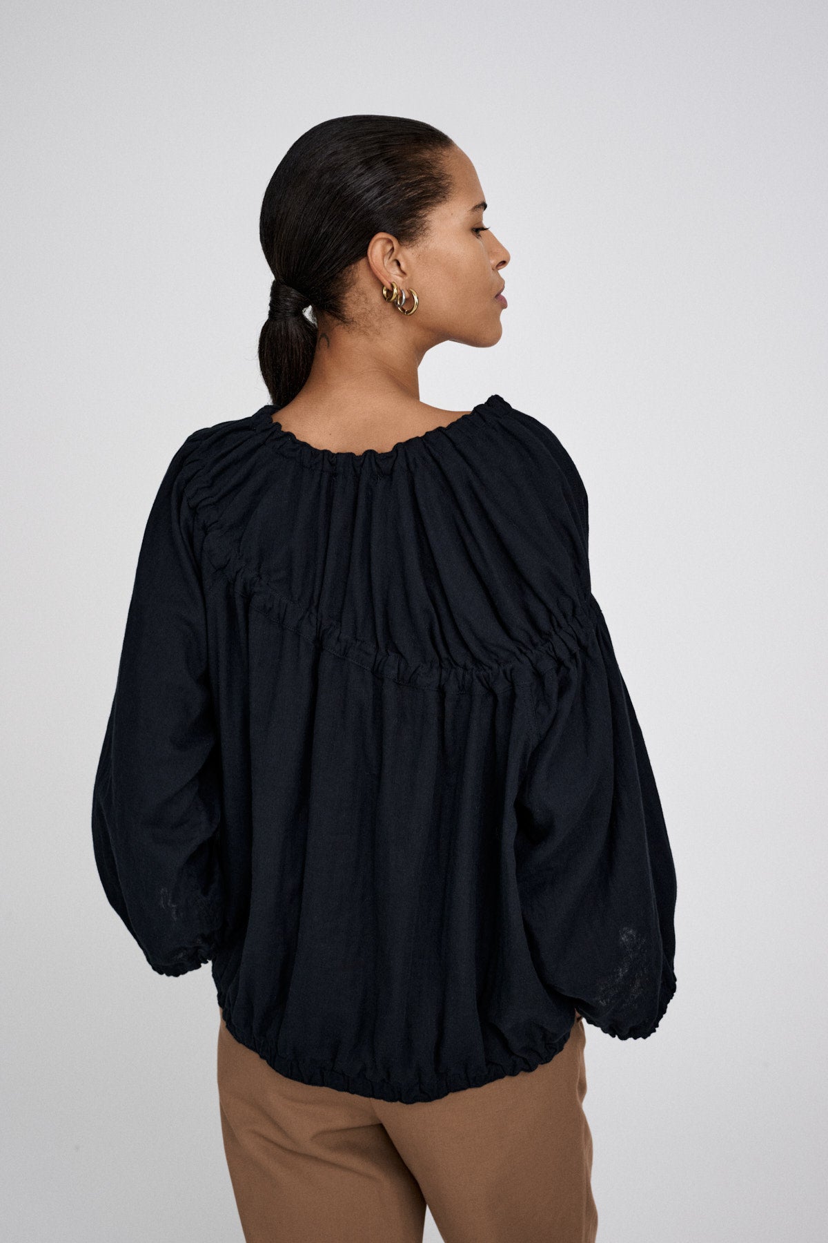 Lotte - Cotton dbl elasticated top I Grey mist