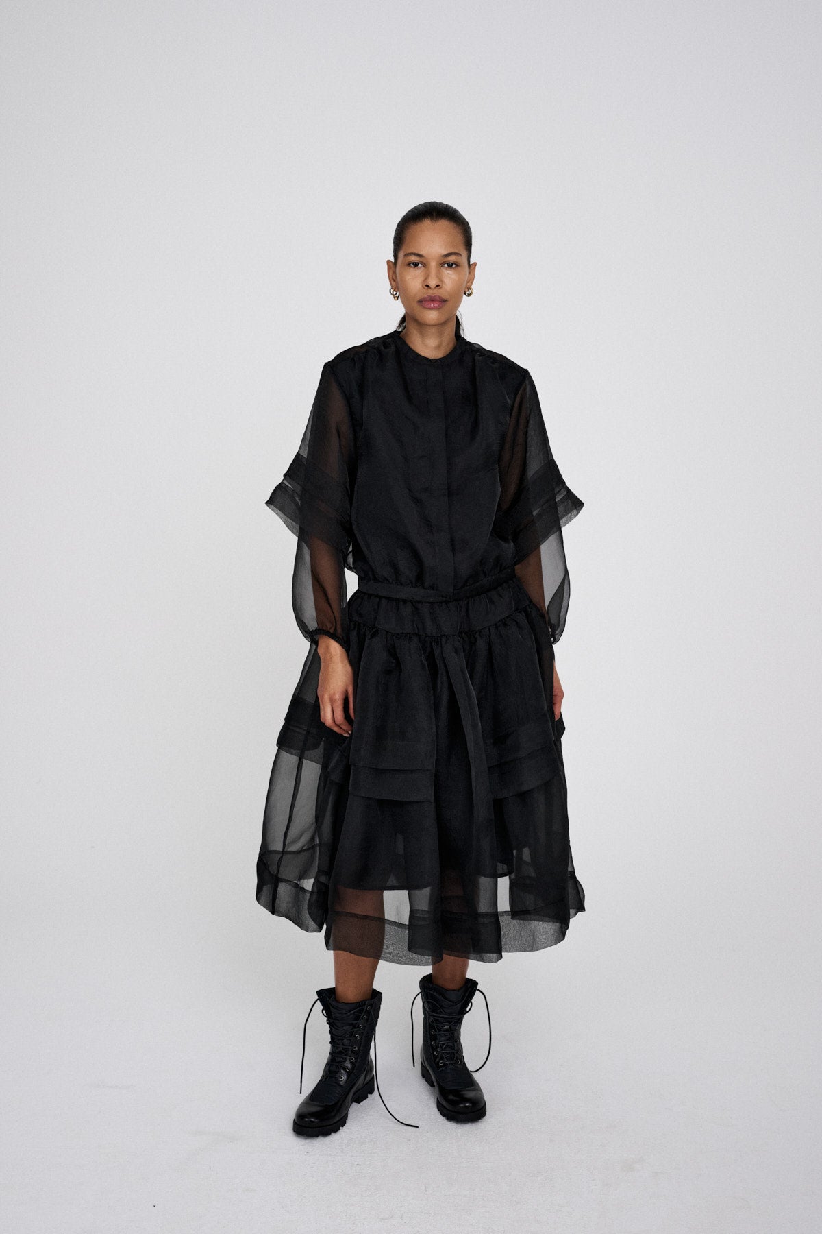 Everlyn - Organza layer shirt jacket I Black