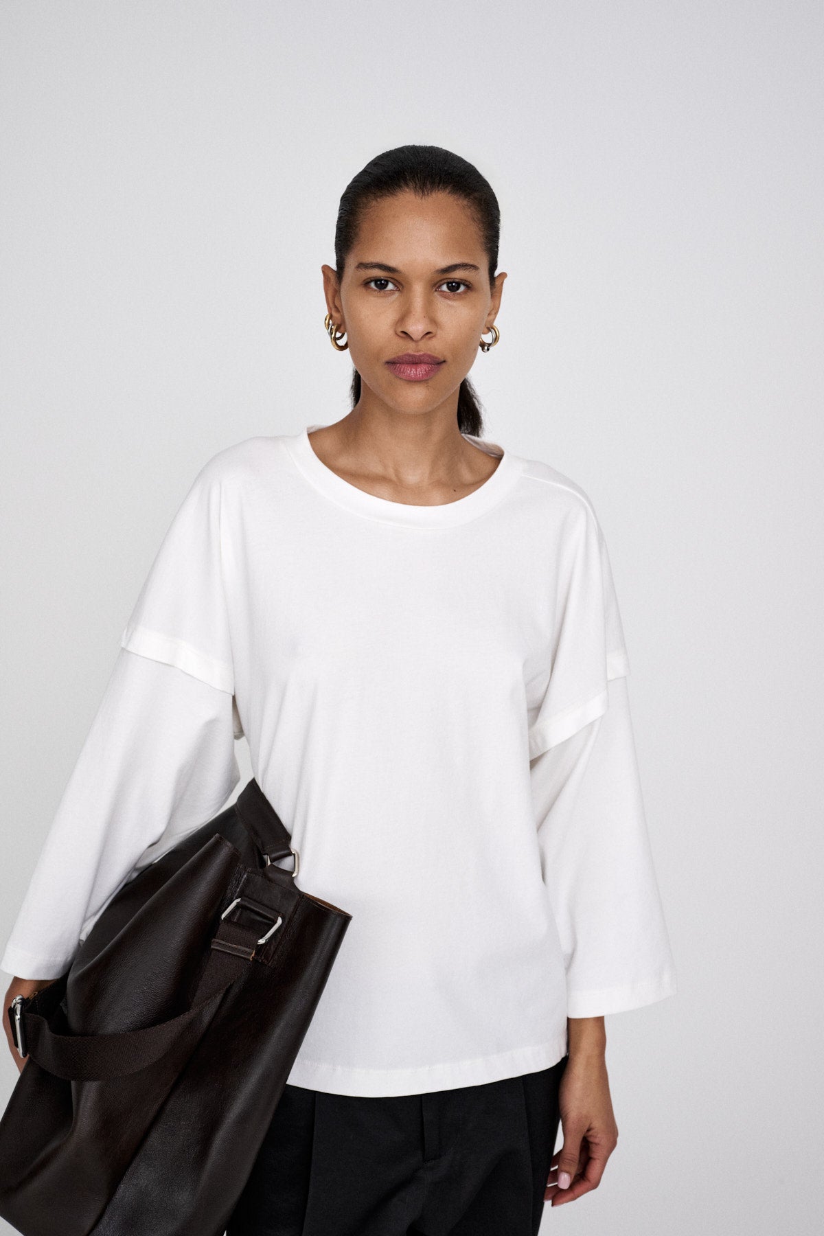 Laurah - FOT jersey 3/4 sleeve top I Faded black