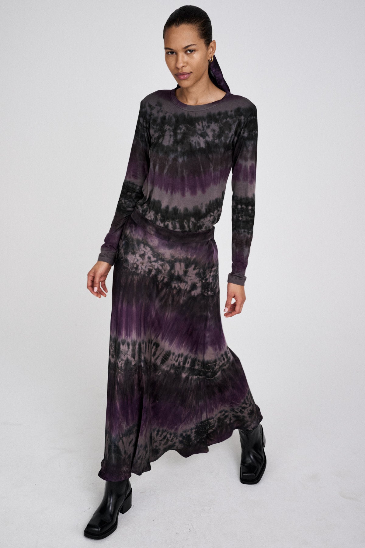 Willie - Arizona long A-line skirt I Purple combo