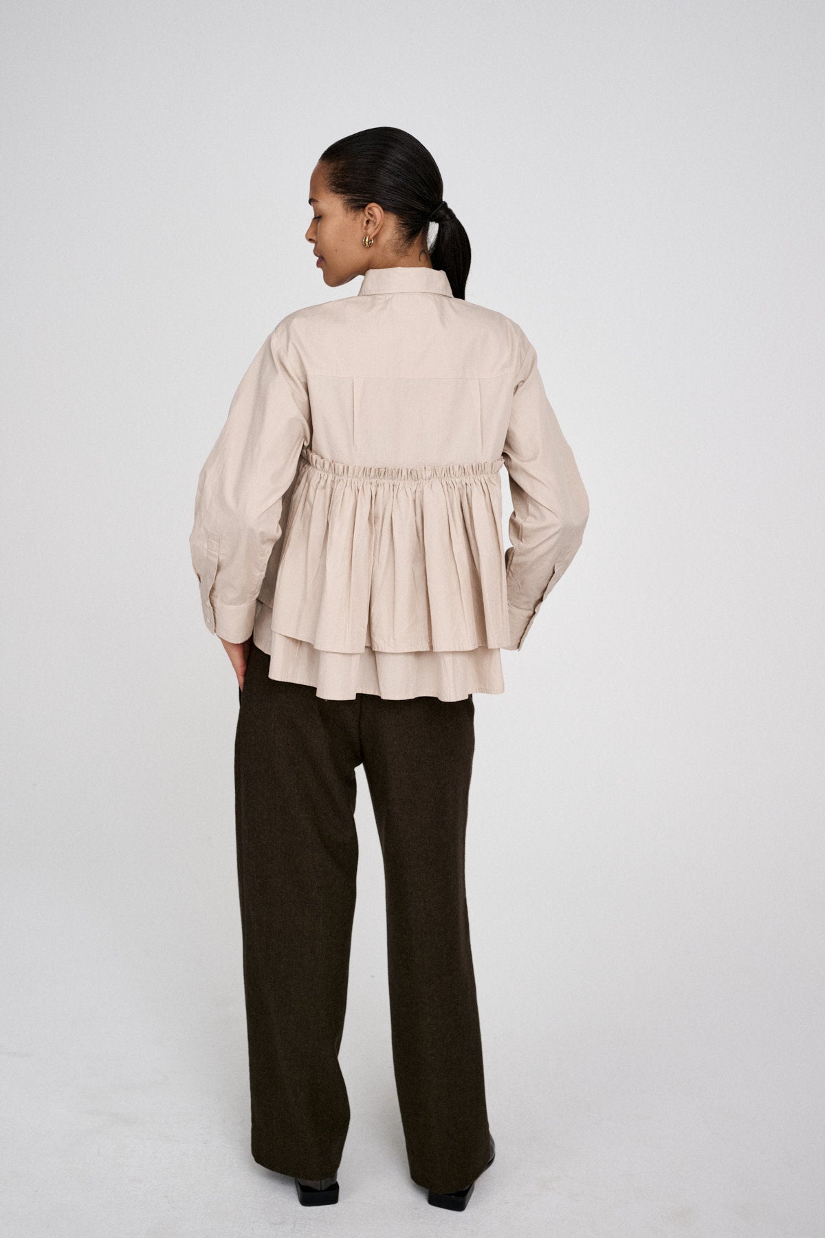 Shaker - Poplin frill shirt I White