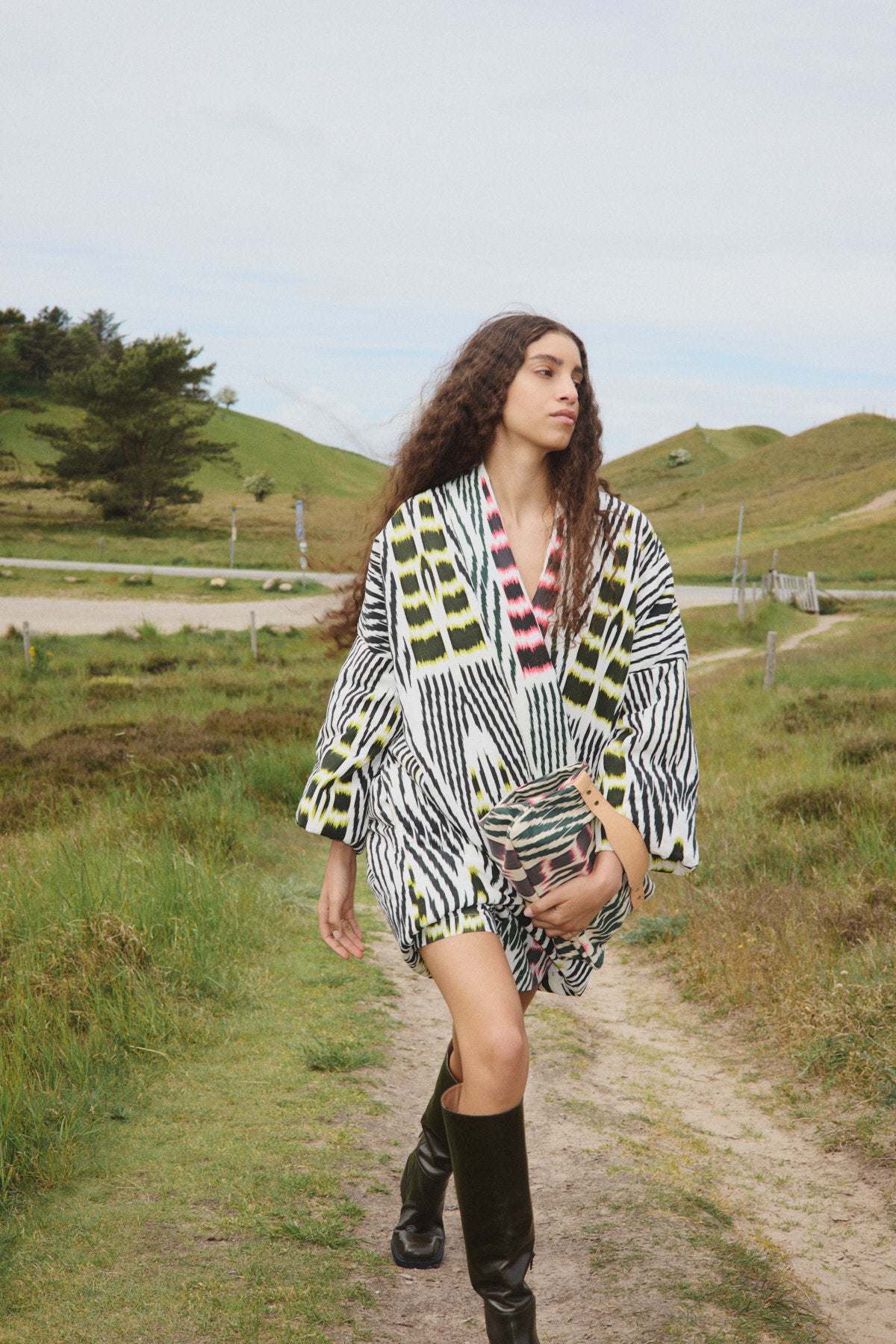 Abba - Ikat combo padded kimono I Forest pink sand & citrus combo