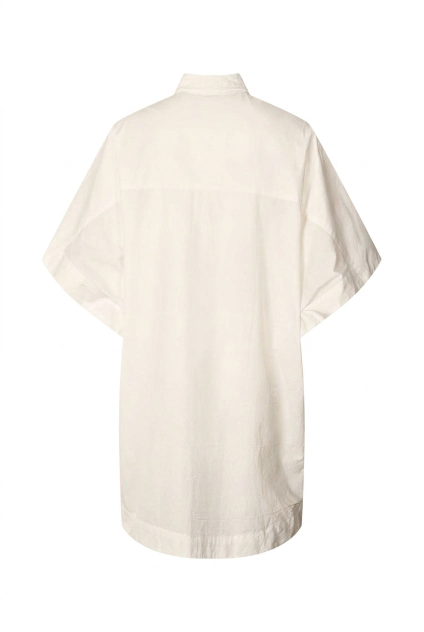 Berta - Poplin curved hem shirt dress I Clay
