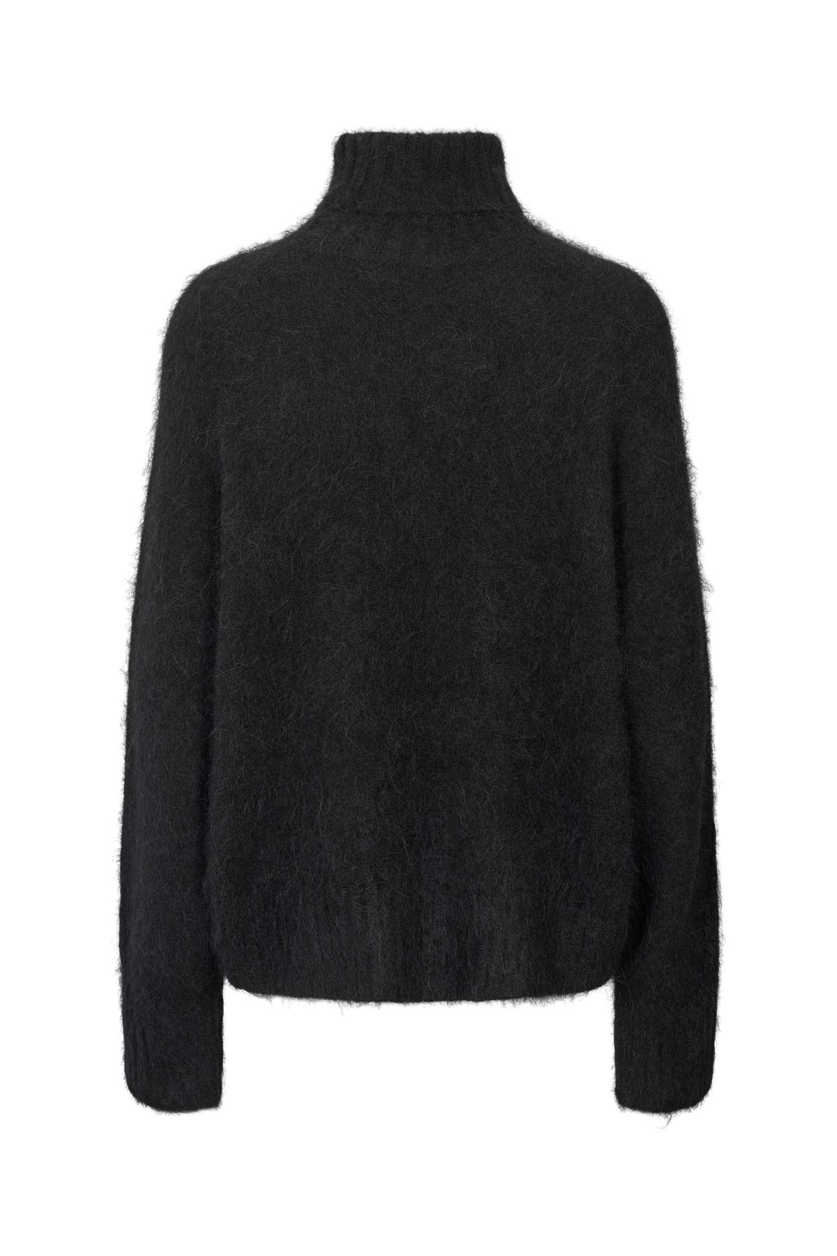 Mabeka - Fluffy knit funnel-neck sweater I Black