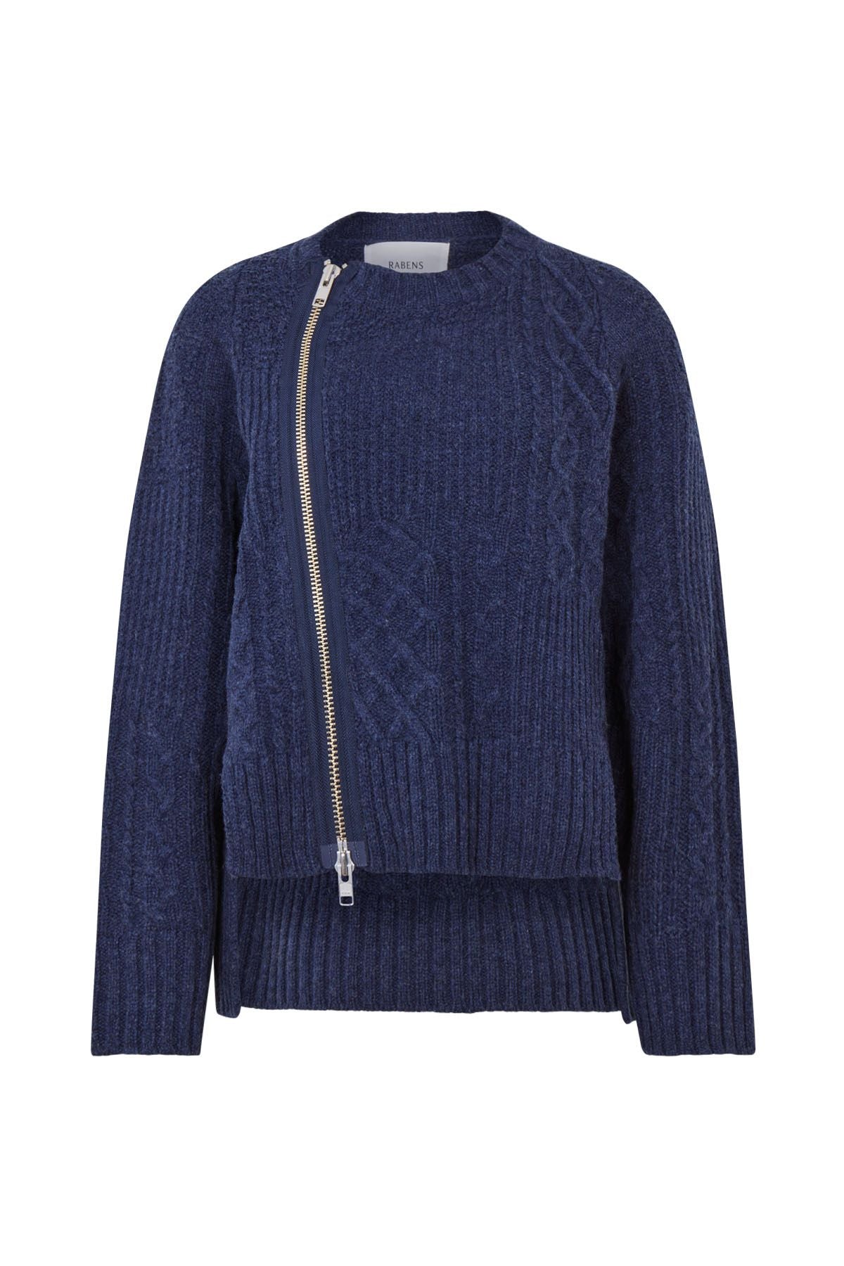 Luka - Patchwork knit cardigan I Indigo