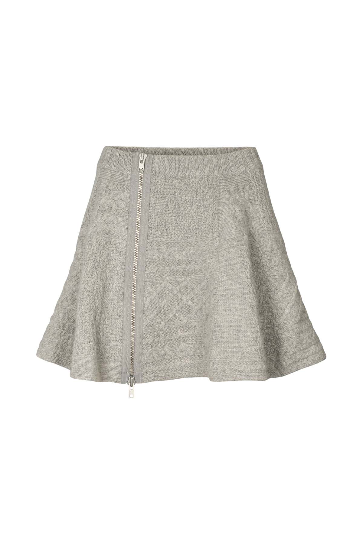 Joleen - Patchwork knit skirt I Light grey melange