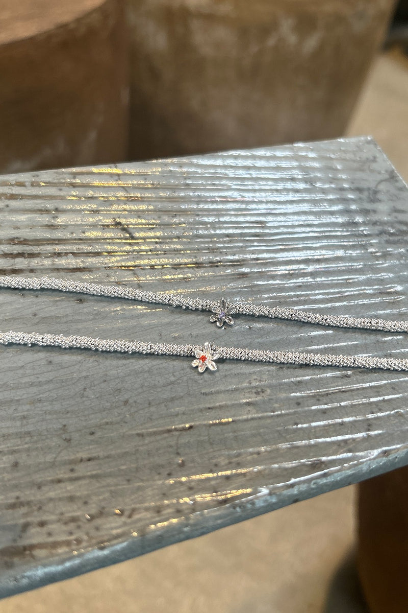 India Flower Bracelet - Nafsu I Silver w/ orange stone