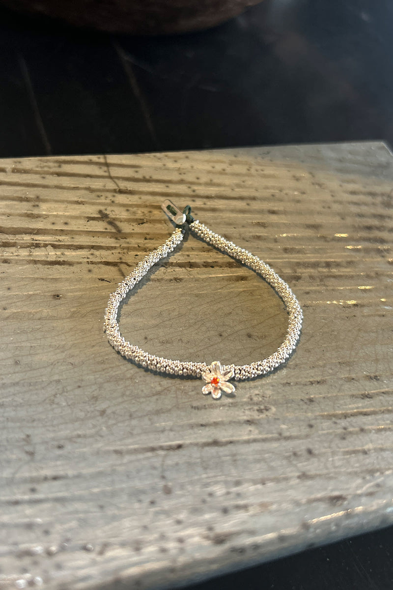 India Flower Bracelet - Nafsu I Silver w/ orange stone