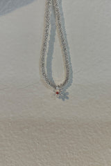 India Flower Bracelet - Nafsu I Silver w/ orange stone