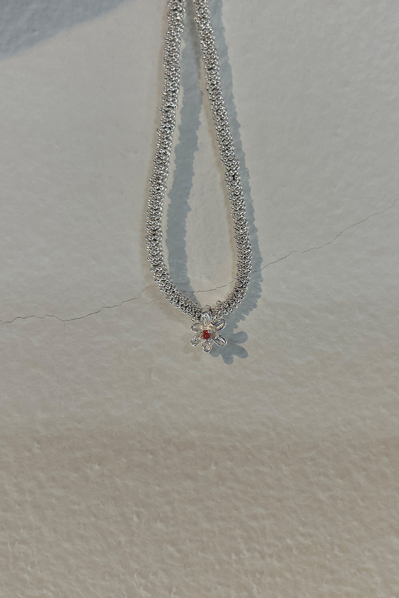 India Flower Bracelet - Nafsu I Silver w/ orange stone