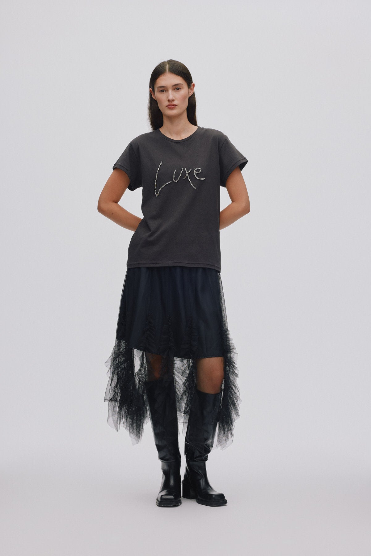 Frilly tulle skirt - Glenda I Black