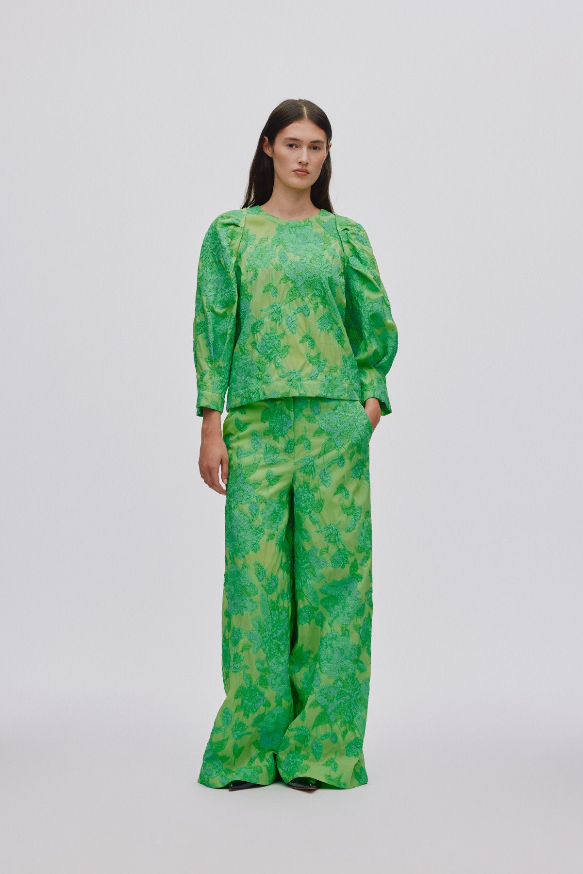 Clipped jacquard blouse - Peyton I Viper green
