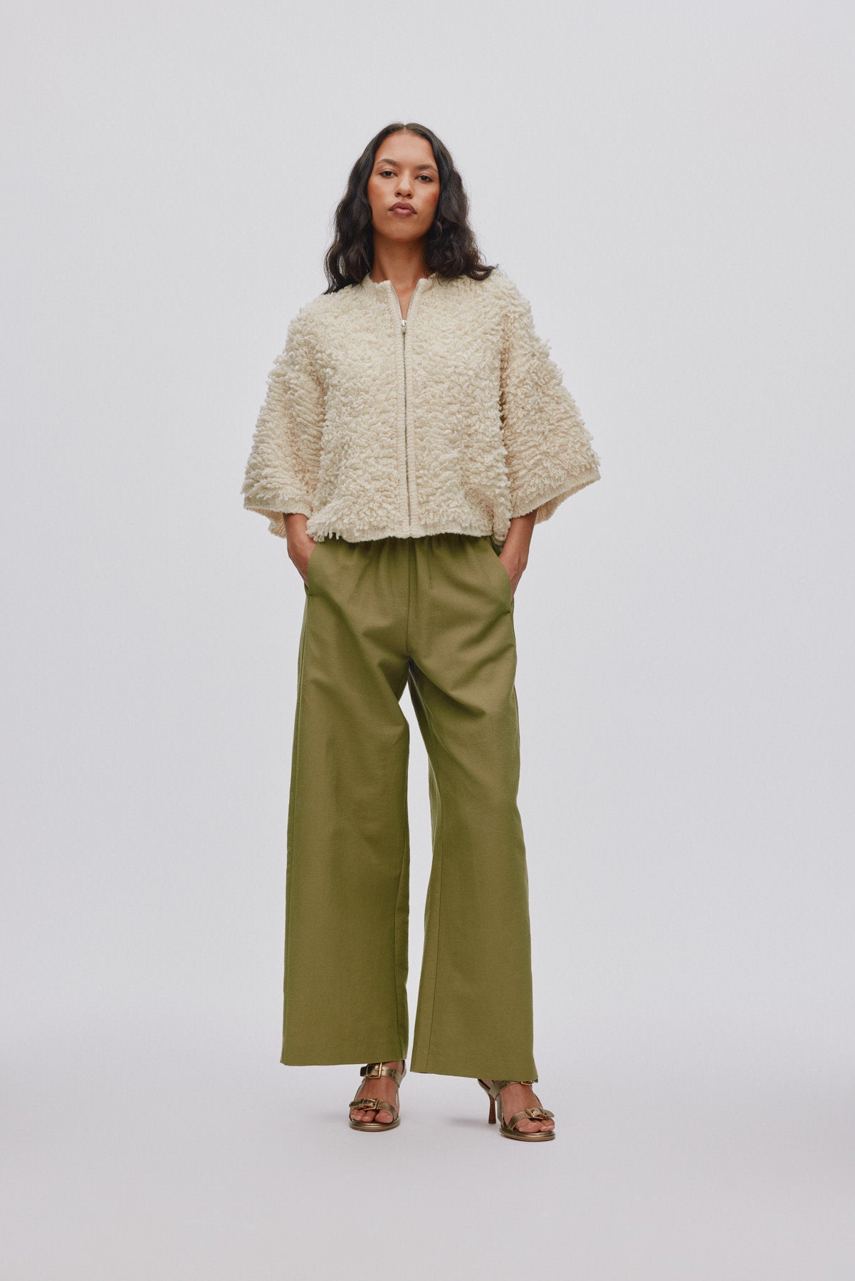 Alice - Shaggy lam knit cardigan I Off white